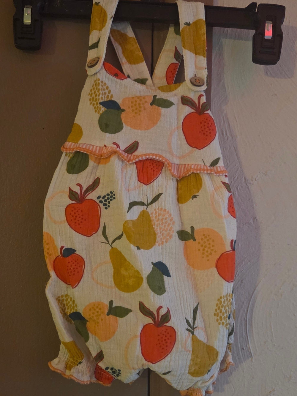 Mud Pie White Fruit-Print Romper 9-12mo